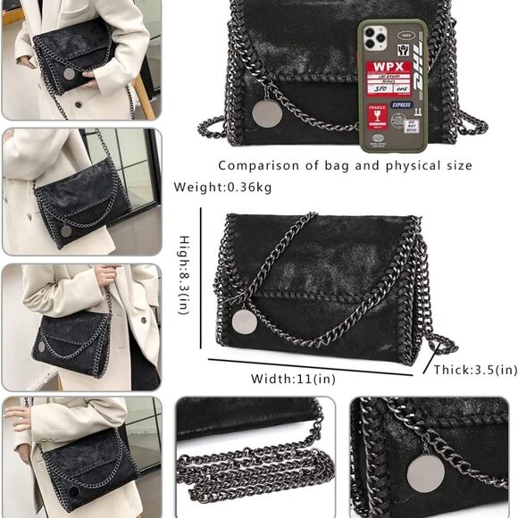 Crossbody Bags for Women Designer Handbags for Women Black Clutch Chain Crossbod - Picture 2 of 6